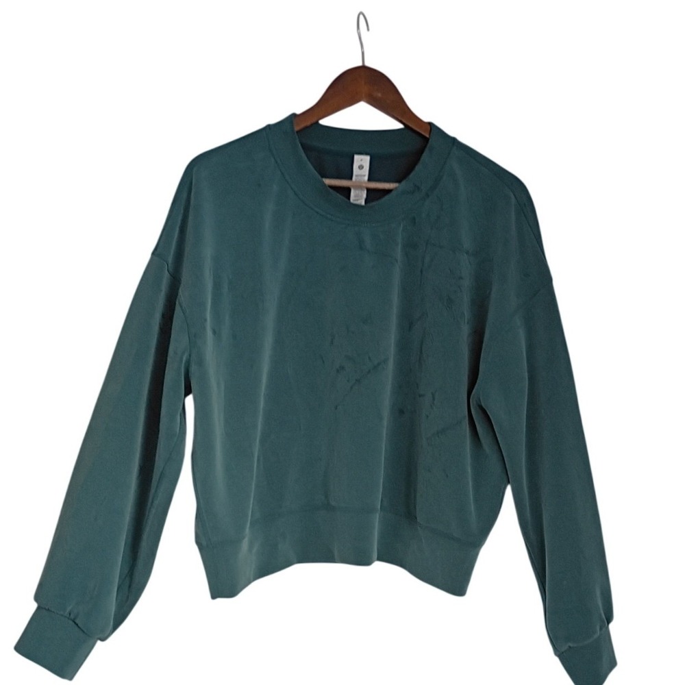 Lululemon Softstreme Brushed Crewneck Pullover Teal Green Cropped 8